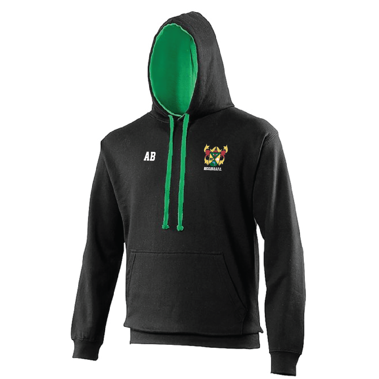 Beccles RUFC - Classic Contrast Hoodie - Black / Green