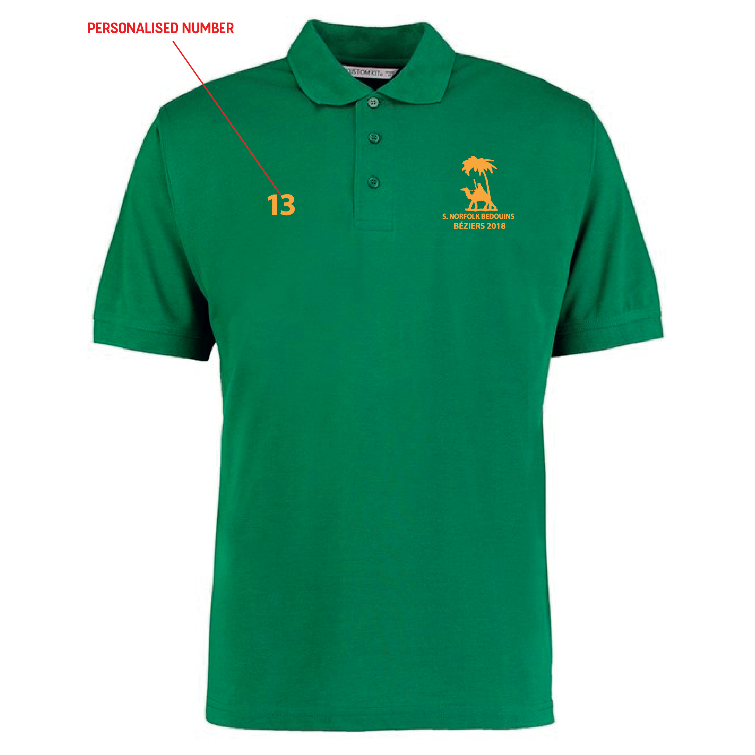 South Norfolk Bedouins – BEZIERS 2018 Polo Shirt (Bottle Green)