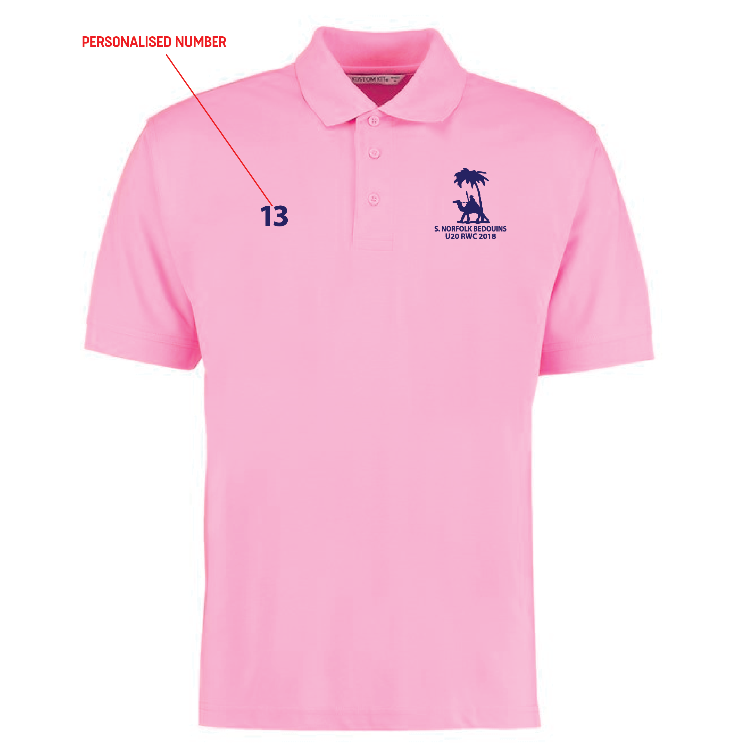 South Norfolk Bedouins – U20 RWC 2018 Polo Shirt (Pink)