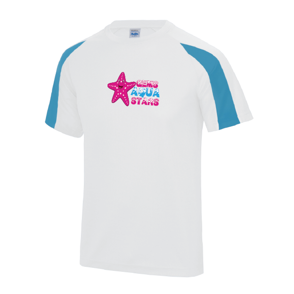 Gems AquaStars - Kids Cool Contrast Tee - White/Blue