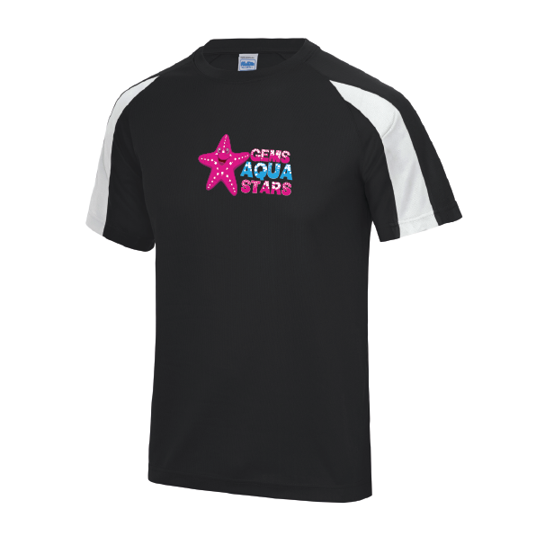 Gems AquaStars - Kids Cool Contrast Tee - Black/White