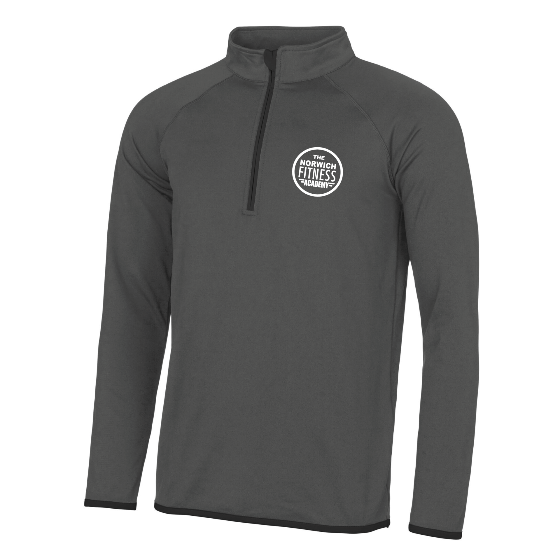The Norwich Fitness Academy - 1/4 Zip Sweatshirt - Charcoal/Jet Black