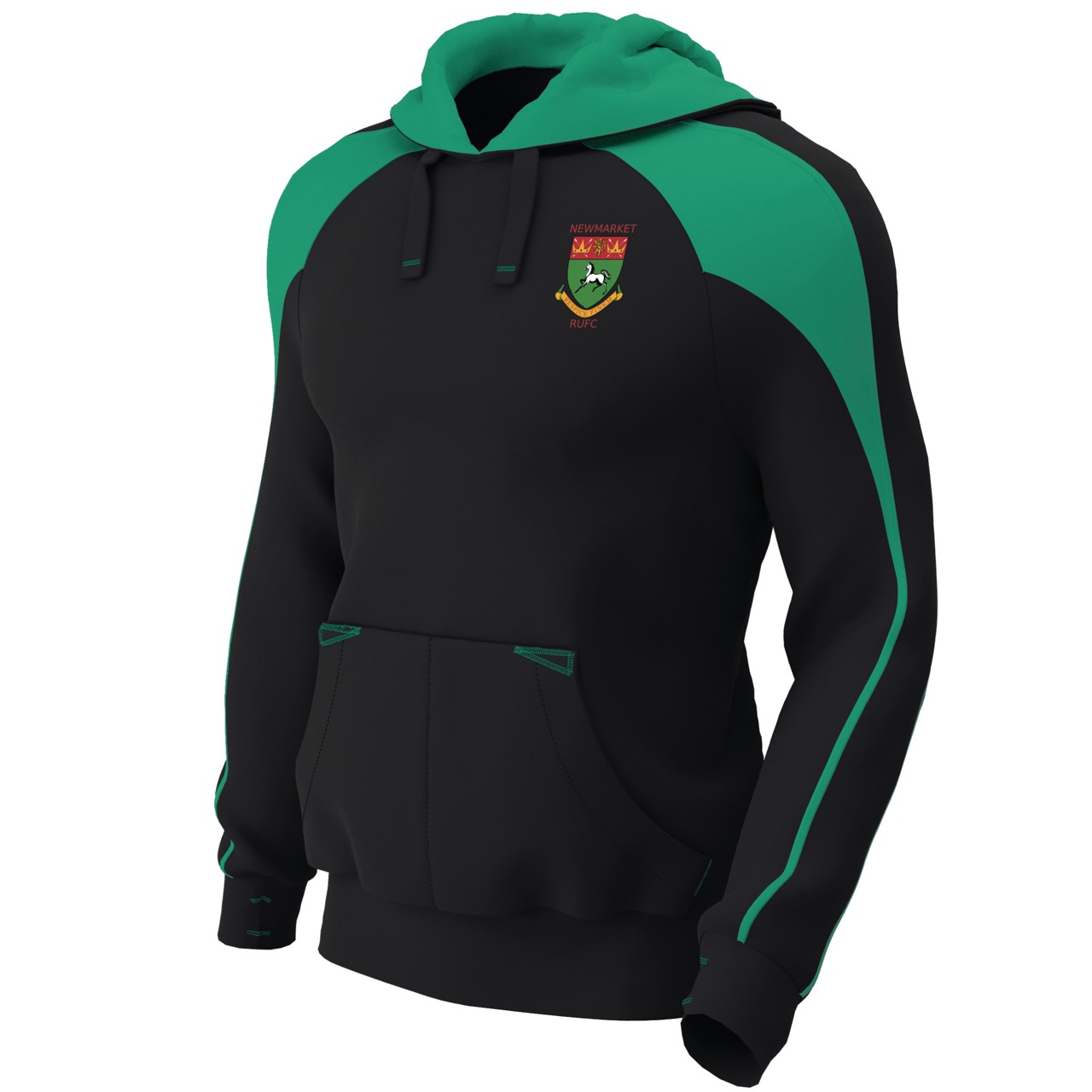 Newmarket RUFC - Premium Pro Hoody - Black / Emerald Green