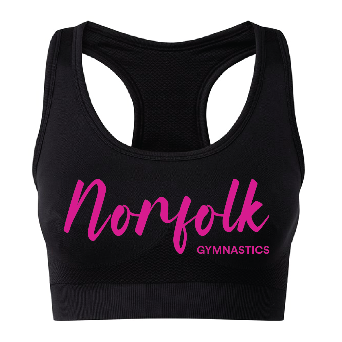 Norfolk Gymnastics Squad - Seemless 3D Fit Sports Bra - Black
