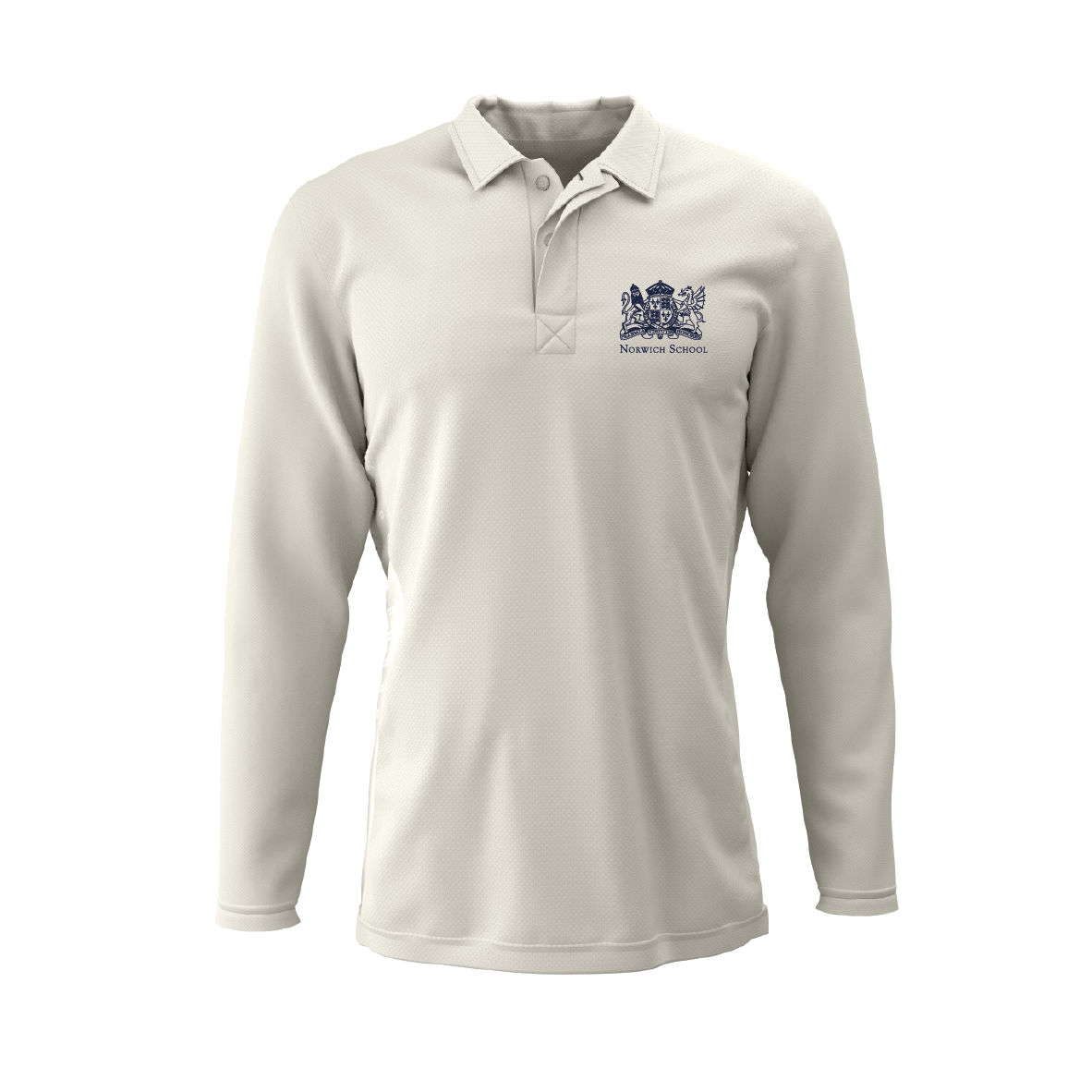 Norwich School - Long Sleeve Radial Cricket Shirt - Ivory