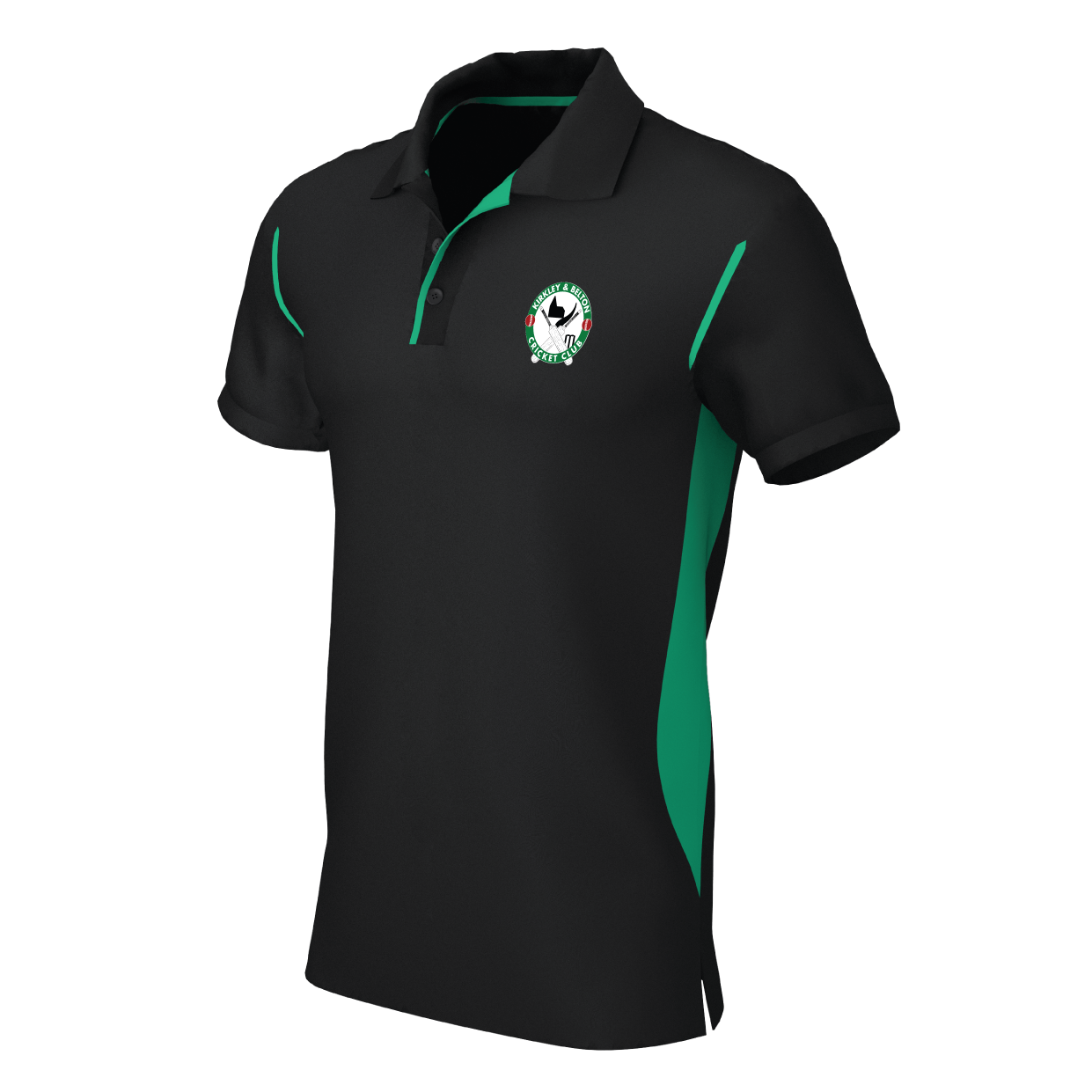 Kirkley & Belton Cricket Club - Premium Polo Shirt - Black / Emerald Green