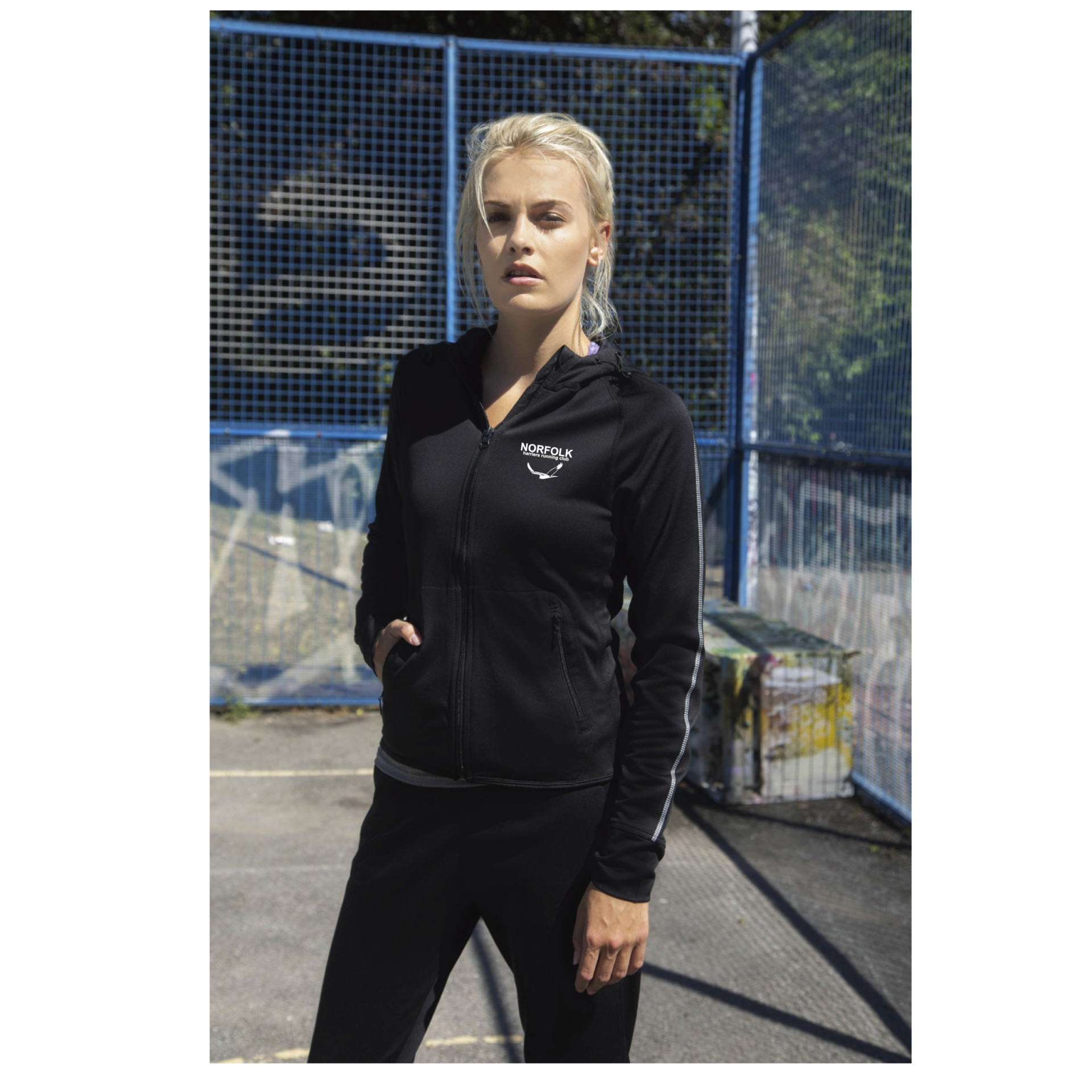 Norfolk Harriers - Women's hoodie with reflective tape - Black