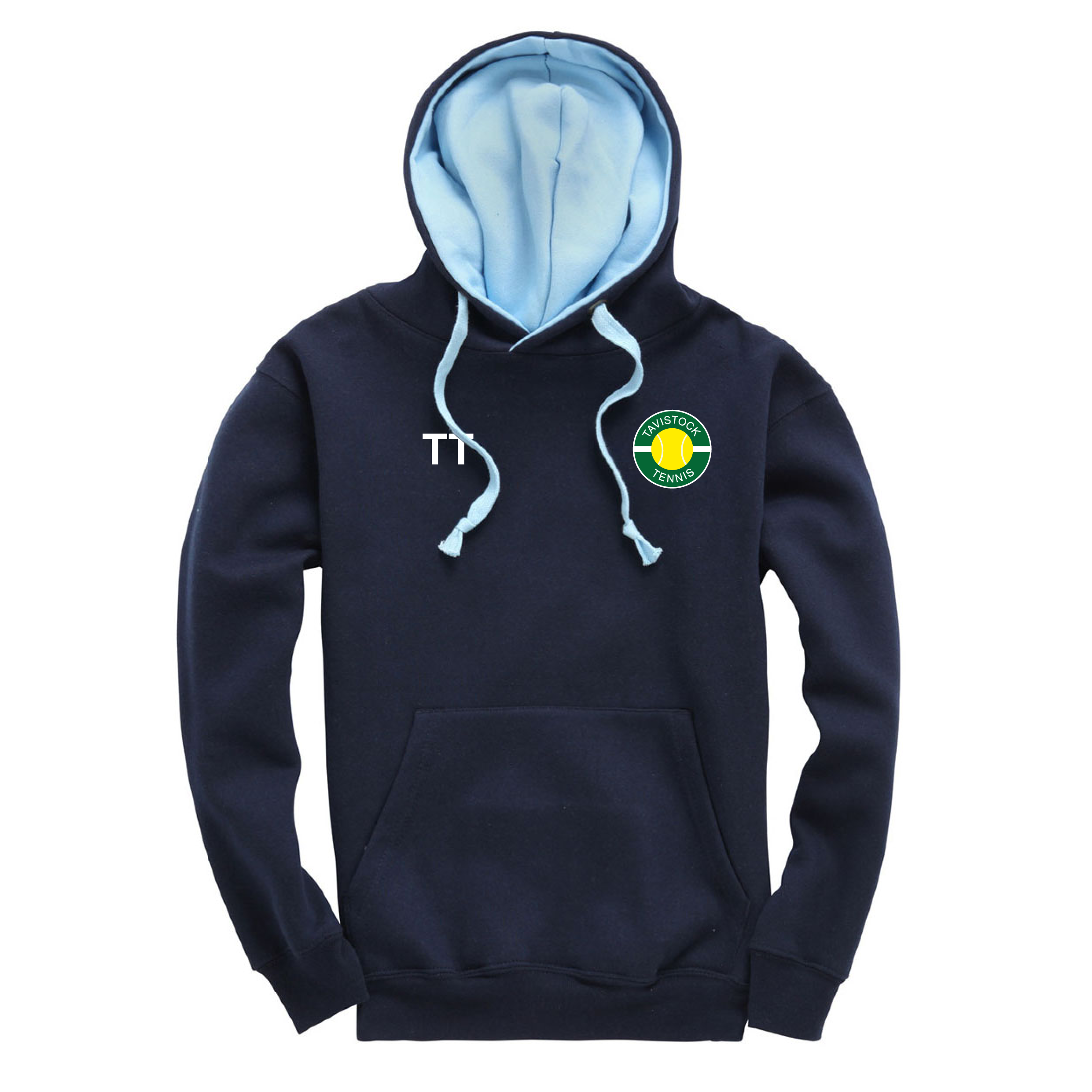 Tavistock Tennis Club - Adults Premium Contrast Hoodie - Navy/Powder Blue