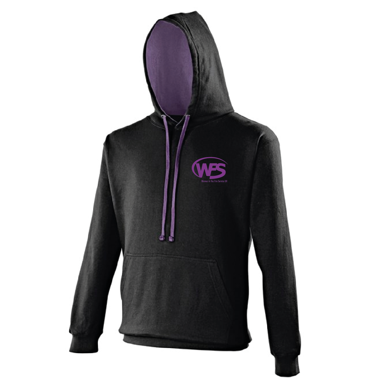 Women in the Fire Service UK – Varsity Hoodie – Jet Black/Purple