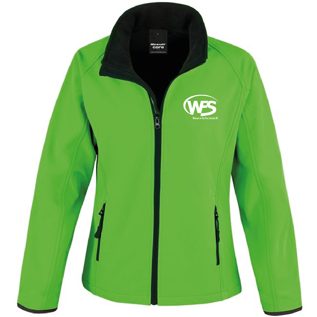 Women in the Fire Service UK – Women's Core Softshell Jacket – Vivid Green/Black