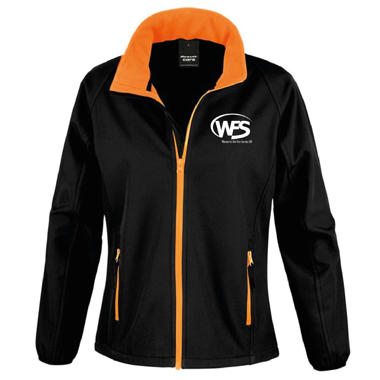 Women in the Fire Service UK – Women's Core Softshell Jacket – Black/Orange