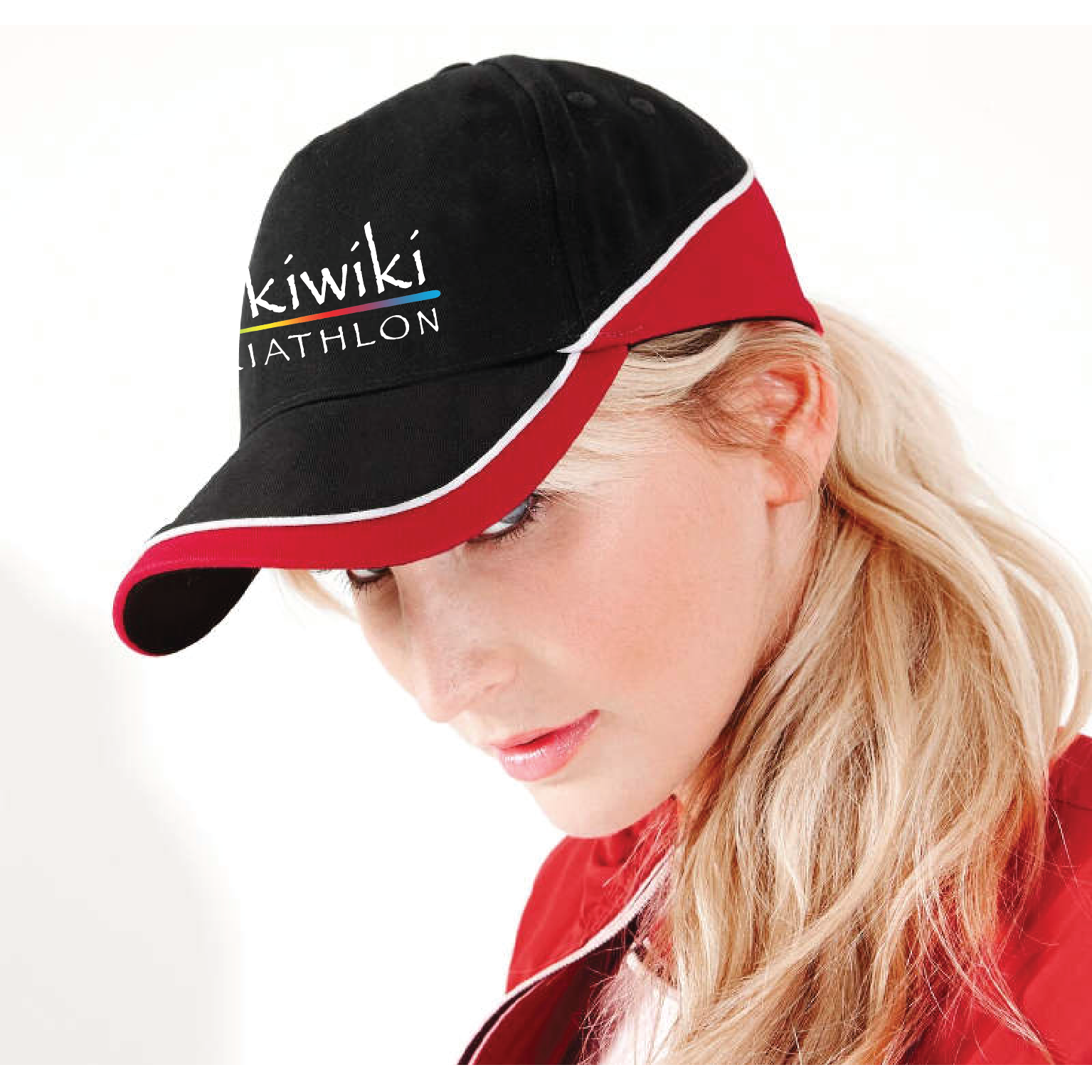 Wikiwiki Triathlon Sports Cap - Black / Red