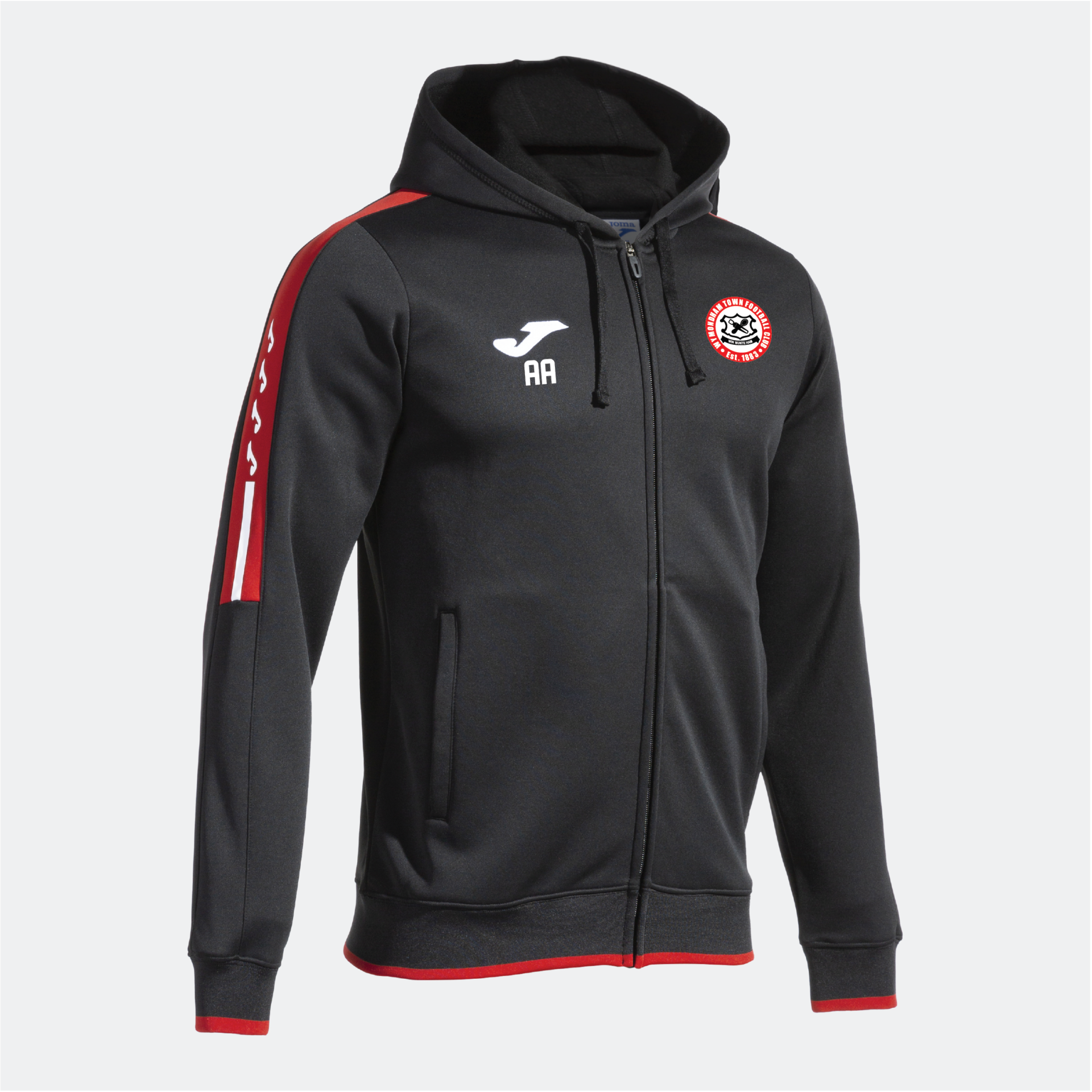 Wymondham Town FC - Joma Olimpiada Full Zip Hoodie - Black Red