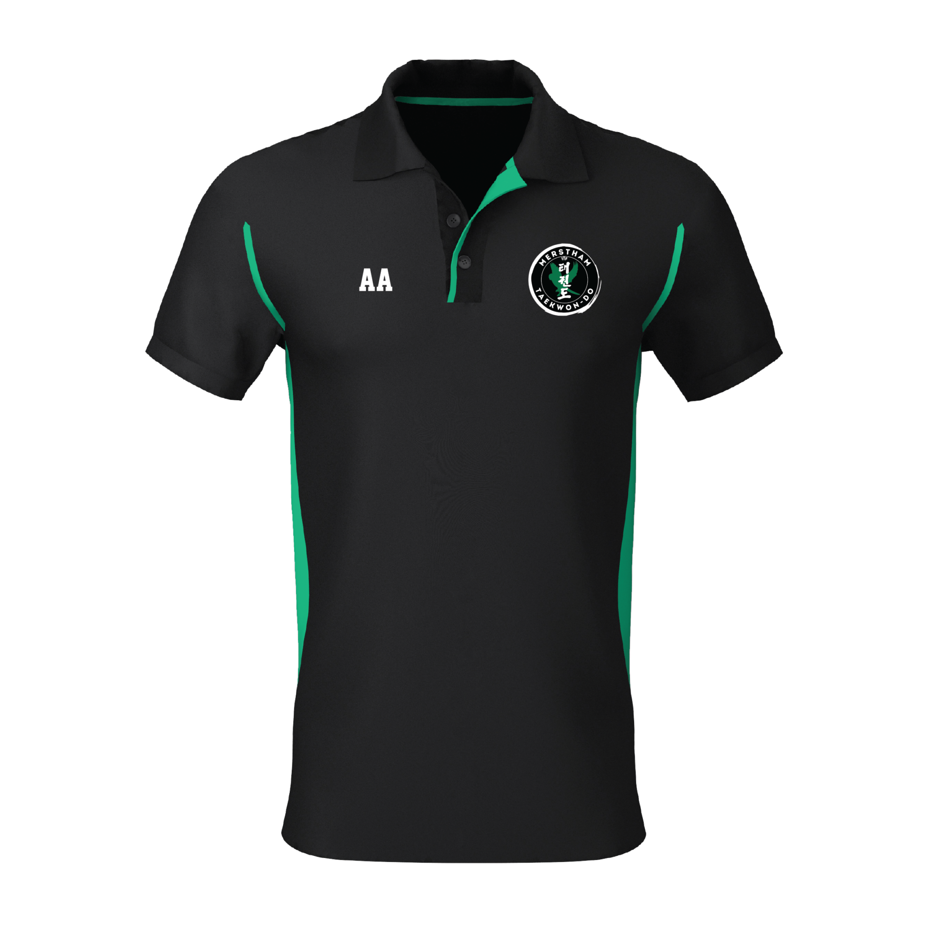Merstham TKD - Premium Polo Shirt - Black / Green