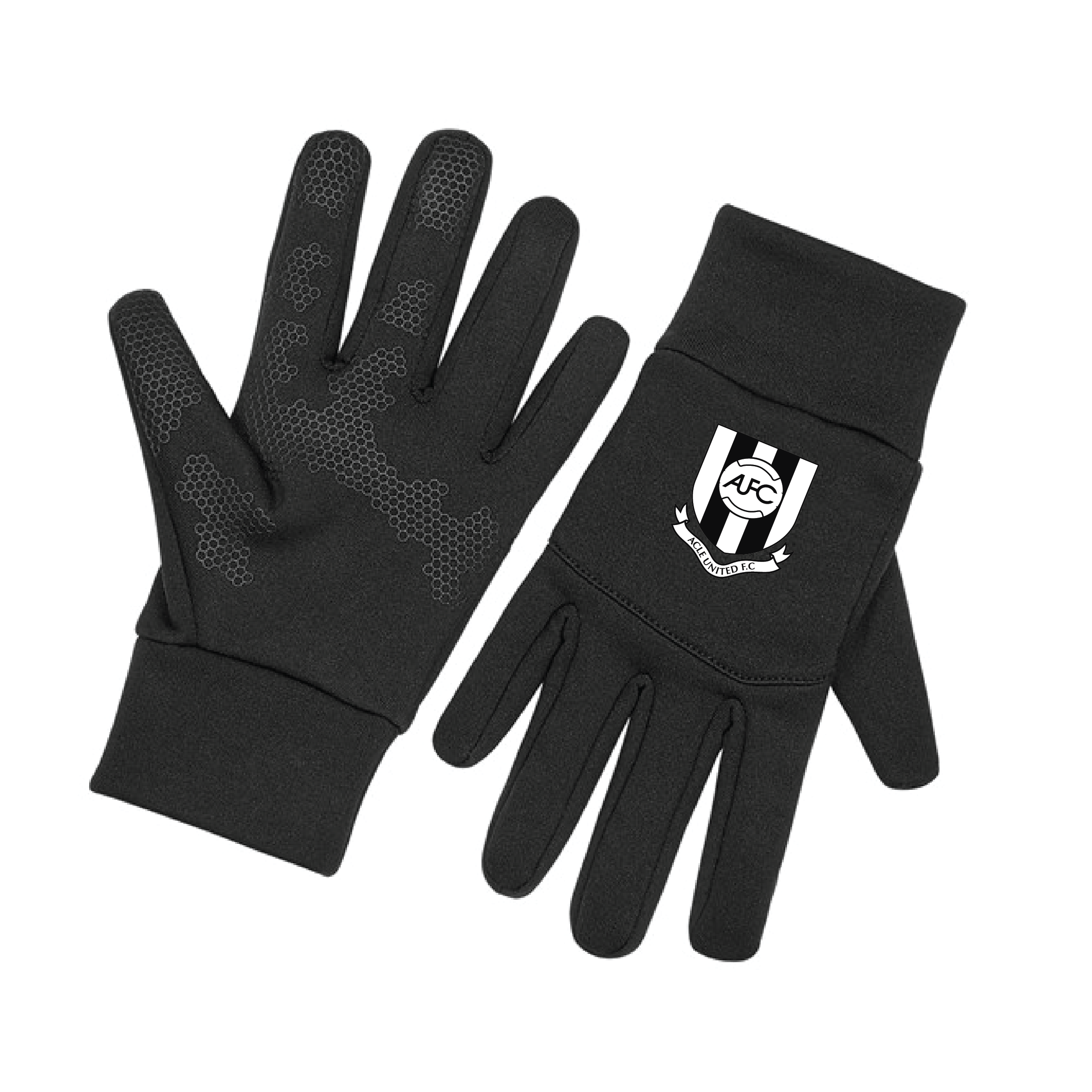Acle United FC - Softshell Sports Tech Gloves - Black