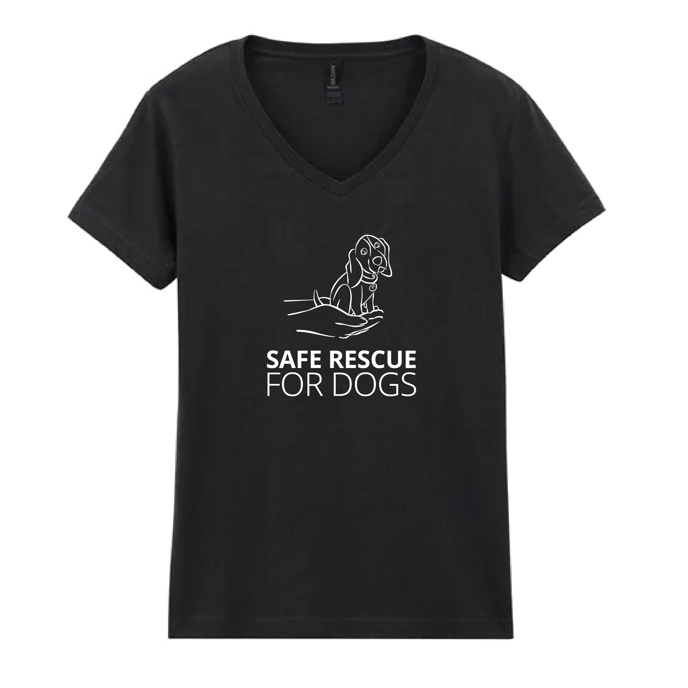 Safe Rescue For Dogs - Women's Softstyle V-Neck T-Shirt - Black