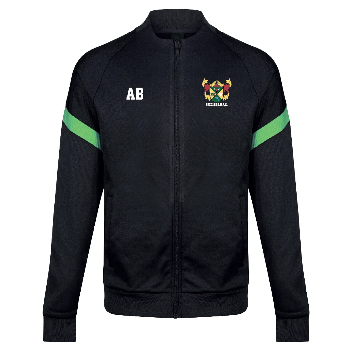 Beccles RUFC - Kinetic Full Zip Track Top - Black/Green
