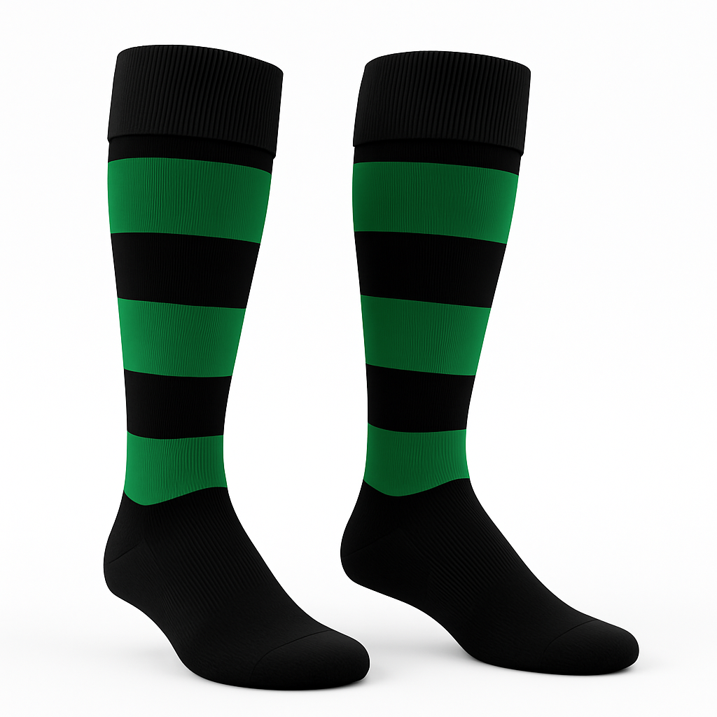 Beccles RUFC - Playing Socks - Black / Emerald Hoops