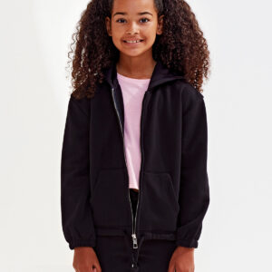 Kids TriDri® recycled cropped oversize full-zip hoodie
