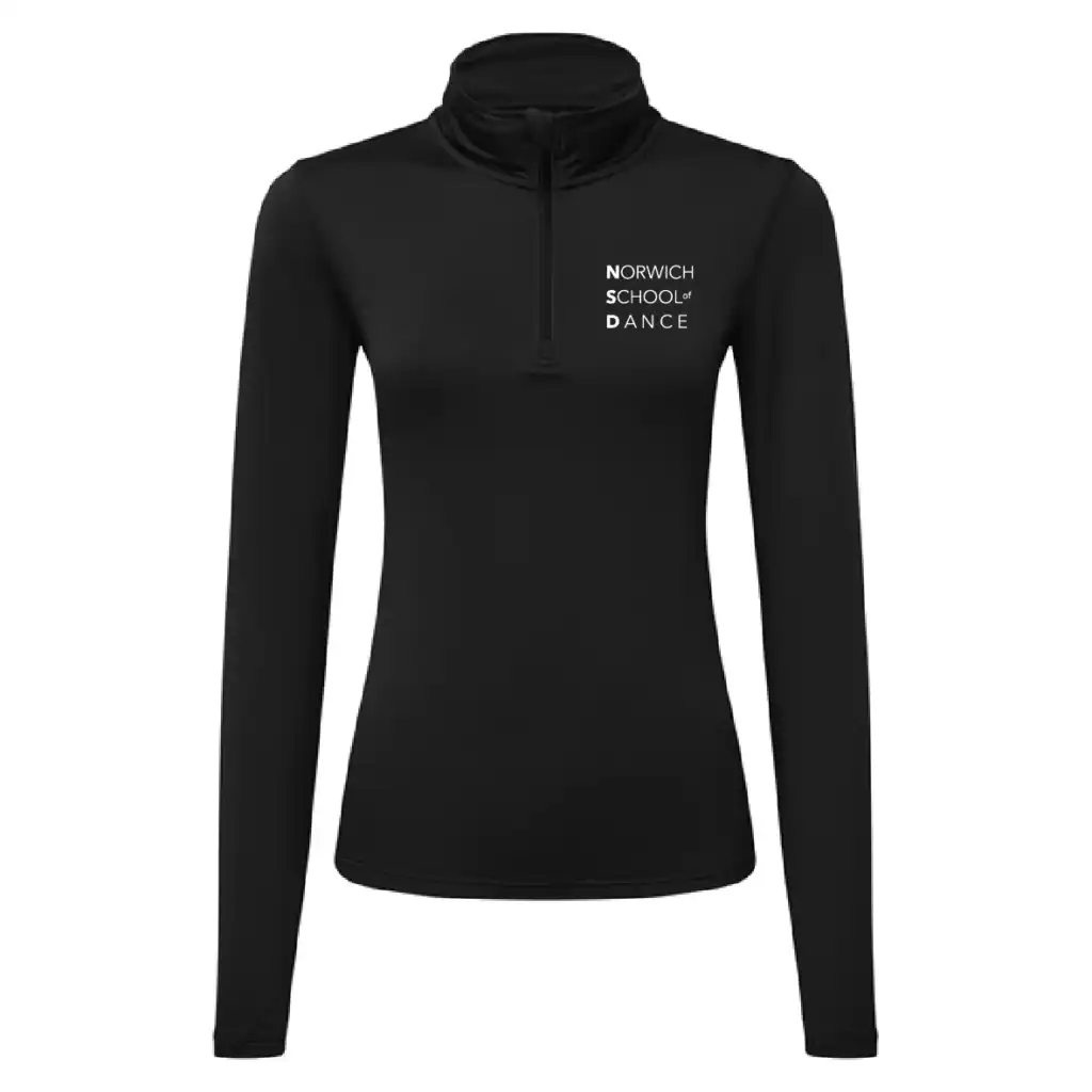 NSD Women's Fitted Long Sleeve 1/4 Zip Top (Black/Black)