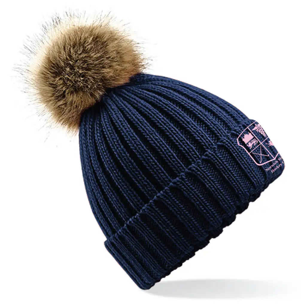 Norwich Medics Hockey Club - Fur pom pom chunky beanie - Navy