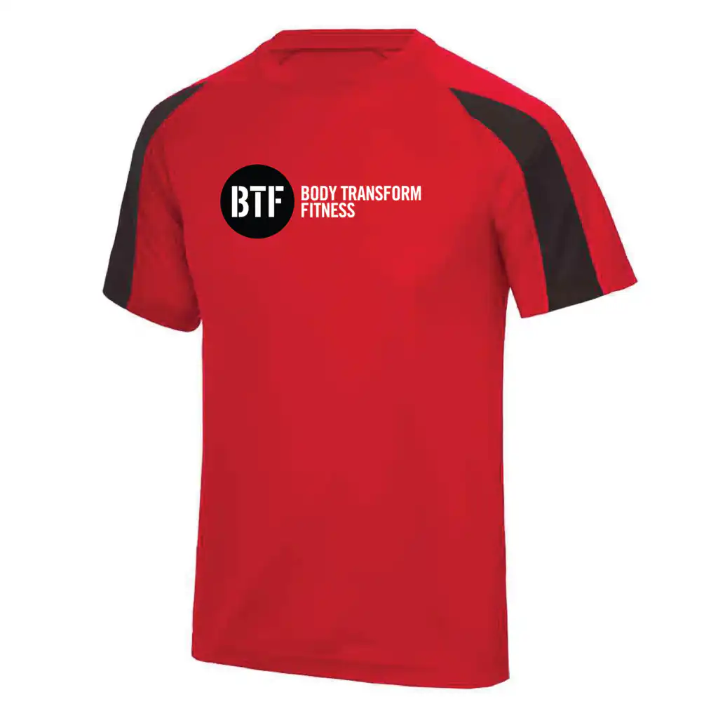 Body Transform Fitness - Contrast Cool Tee - Fire Red/Jet Black