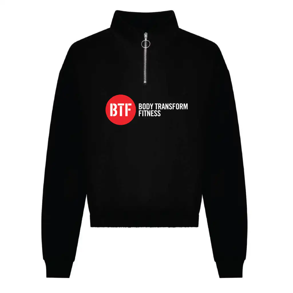 Body Transform Fitness - Women's Cropped ¼-Zip Sweat - Deep Black