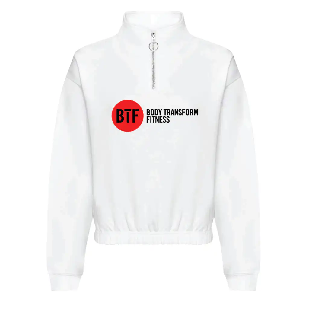 Body Transform Fitness - Women's Cropped ¼-Zip Sweat - Arctic White