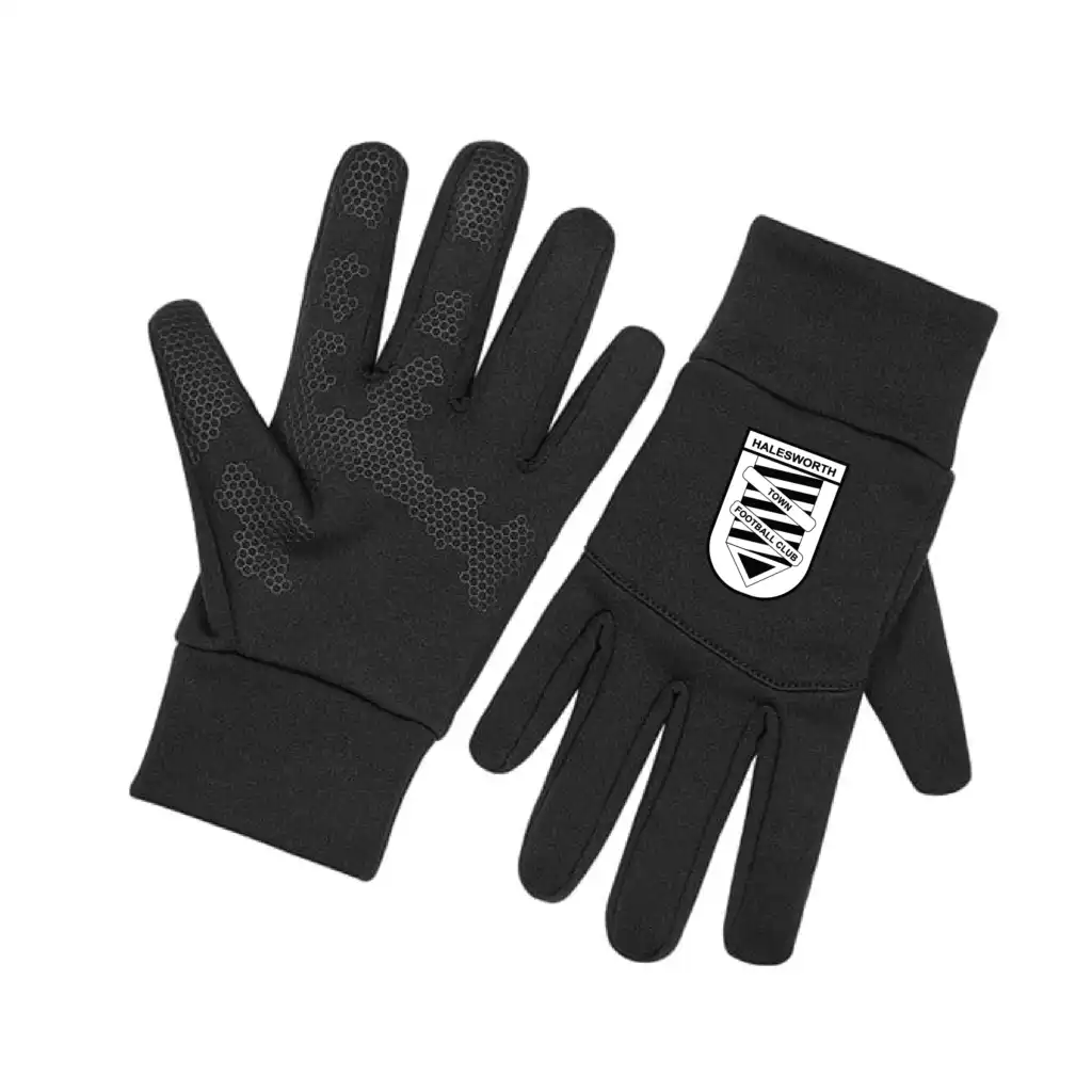 Halesworth Town FC Softshell Sports Tech Gloves (Black)