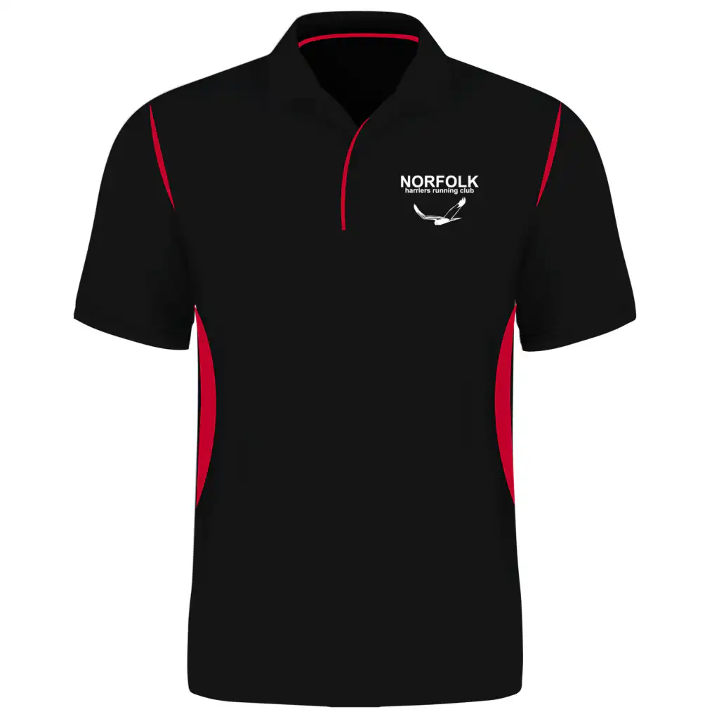 Norfolk Harriers - Premium Polo Shirt - Black / Red