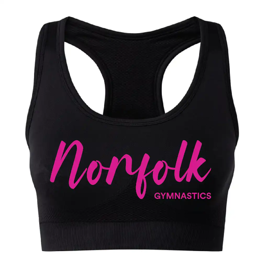 Norfolk Gymnastics Squad - Seemless 3D Fit Sports Bra (Black)