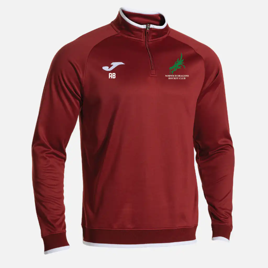 Norwich Dragons Hockey Club - Joma Combi Premium 1/4 Zip Sweatshirt (COACH) - Burgundy/White