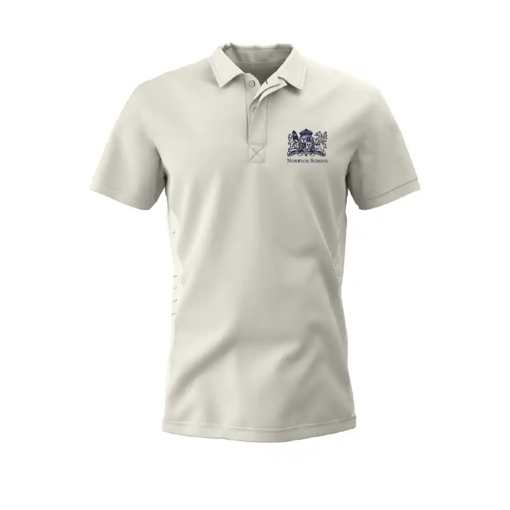 Norwich School - Short Sleeve Radial Cricket Shirt - Ivory