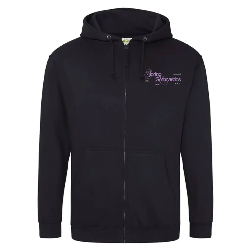 Spring Gymnastics Club Adult Zipped Hoodie (Jet Black)