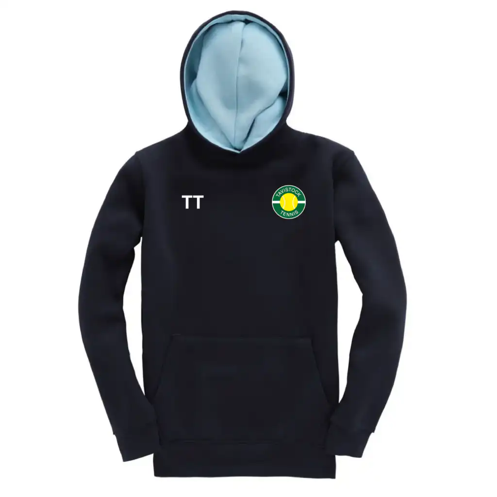 Tavistock Tennis Club - Kids Premium Contrast Hoodie - Navy/Powder Blue