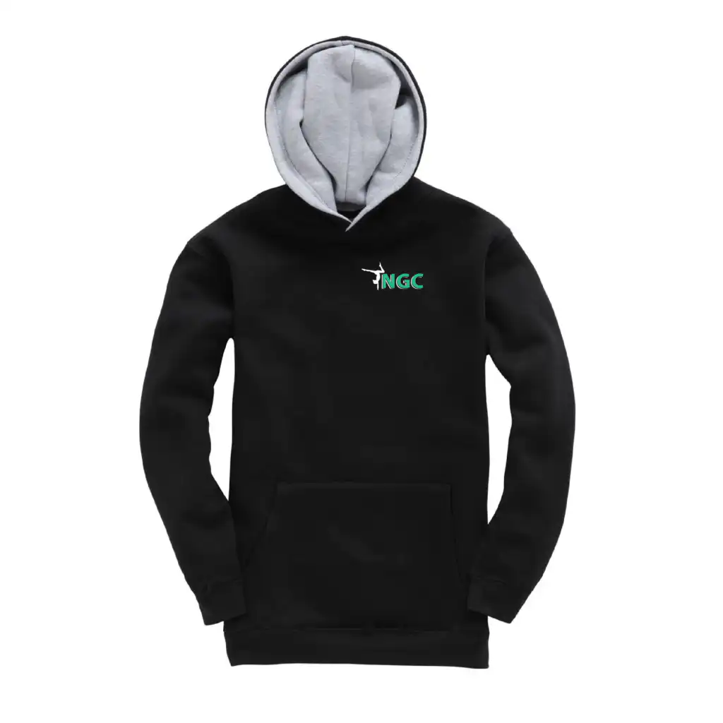 Norwich Gymnastics Club - Childrens Contrast Hoodie - Black/Grey