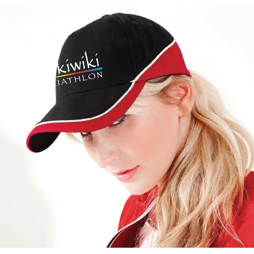 Wikiwiki Triathlon Sports Cap - Black / Red
