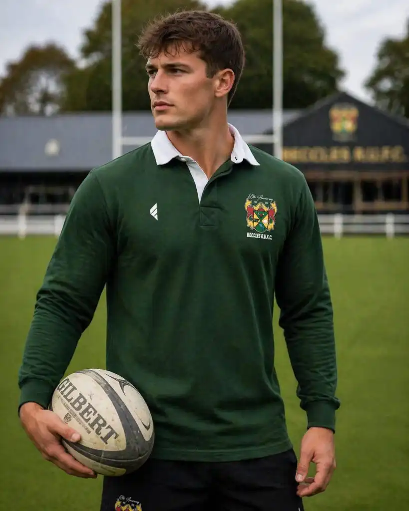 Beccles RUFC 60th Anniversary Original Long Sleeve Rugby Shirt (Bottle Green)